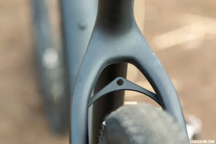 A removeable fender mount provides wet weather protection options, but we removed it for muddy cyclocross races. The versatile Rocky Mountain Solo C70 carbon gravel bike. © Cyclocross Magazine