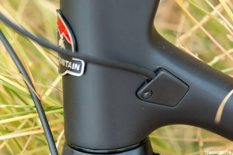 Internal routing through the frame, not the headset, makes maintenance relatively easy. You can also add a dropper post. The versatile Rocky Mountain Solo C70 carbon gravel bike. © Cyclocross Magazine