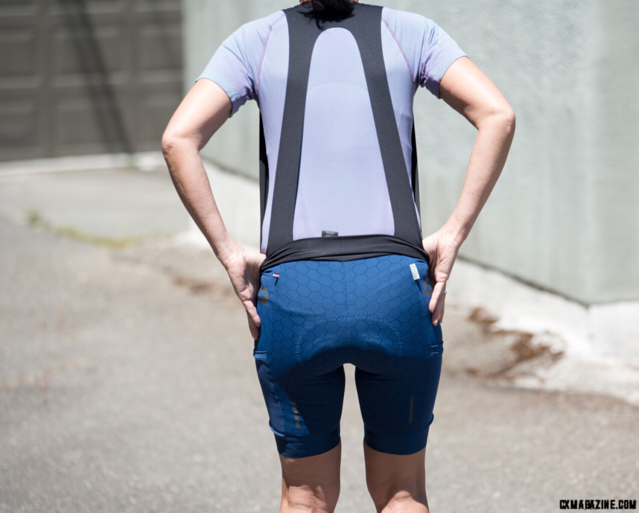 The bib straps of the Pactimo Range Cargo bib shorts are a stretchy lycra type material, separate from the back waist band. ©C. Lee/Cyclocross Magazine