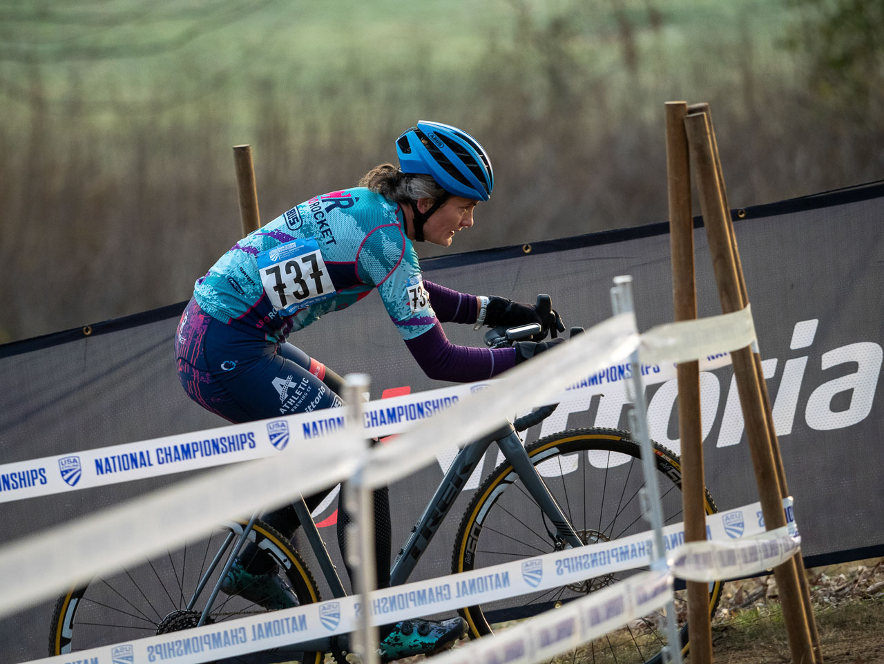 Carla Williams (Team CarboRocket) competes in the 2024 USA Cycling Cyclocross National Championships bicycle race at Joe Creason Park in Louisville, Kentucky. Friday, December 13, 2024. Photo: Jason Whitman/Whitfoto.com