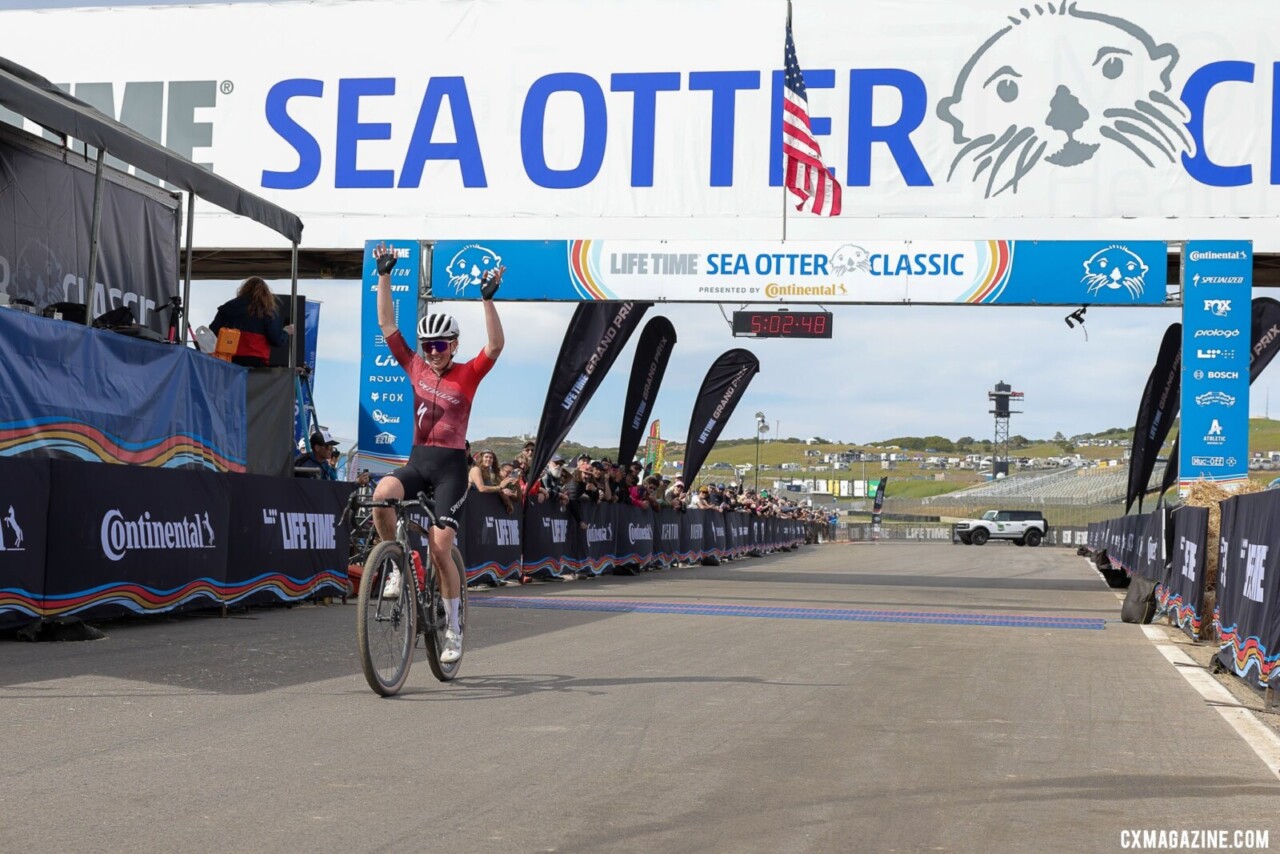 Haley Batten, silver medalist at the 2024 Paris Olympics in the mountain bike race, claimed victory in her first Sea Otter gravel race. 2025 Sea Otter Gravel Race - Lifetime Grand Prix Series. © John Silva / Cyclocross Magazine