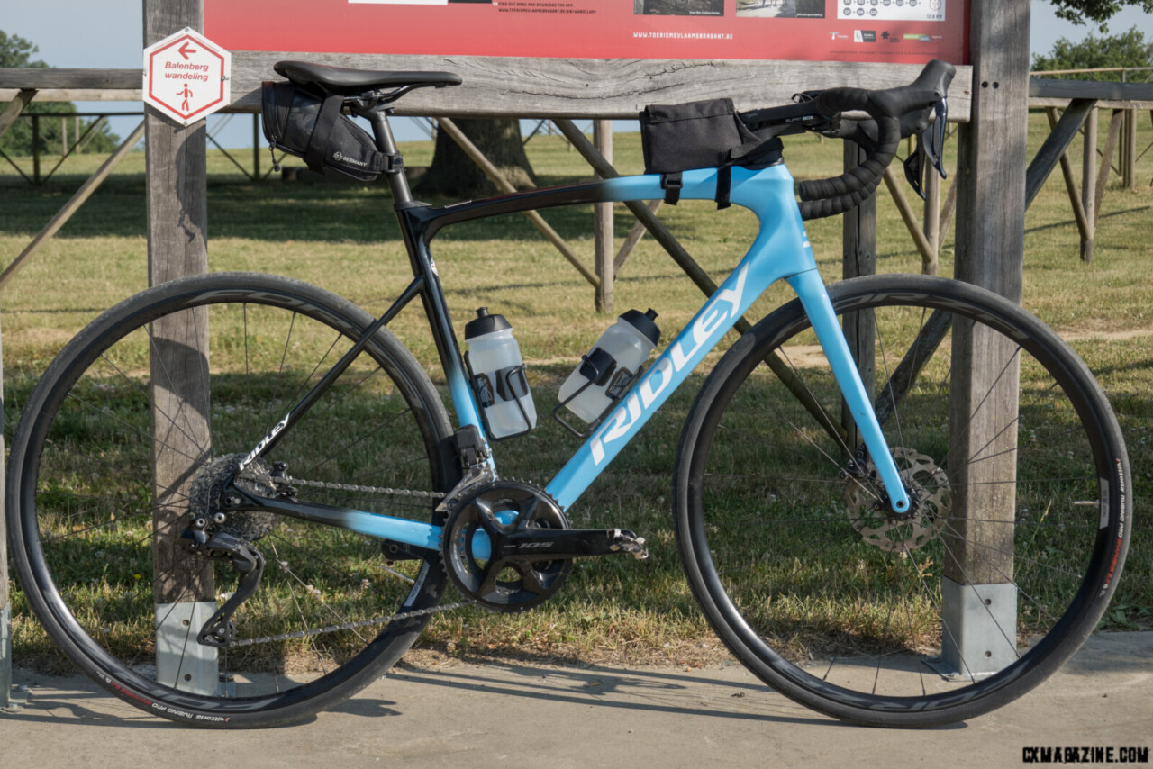 Our loaner Ridley Fenix with Shimano 105 7100 Di2. That's a 50-34 front and 11-34 12-speed rear.