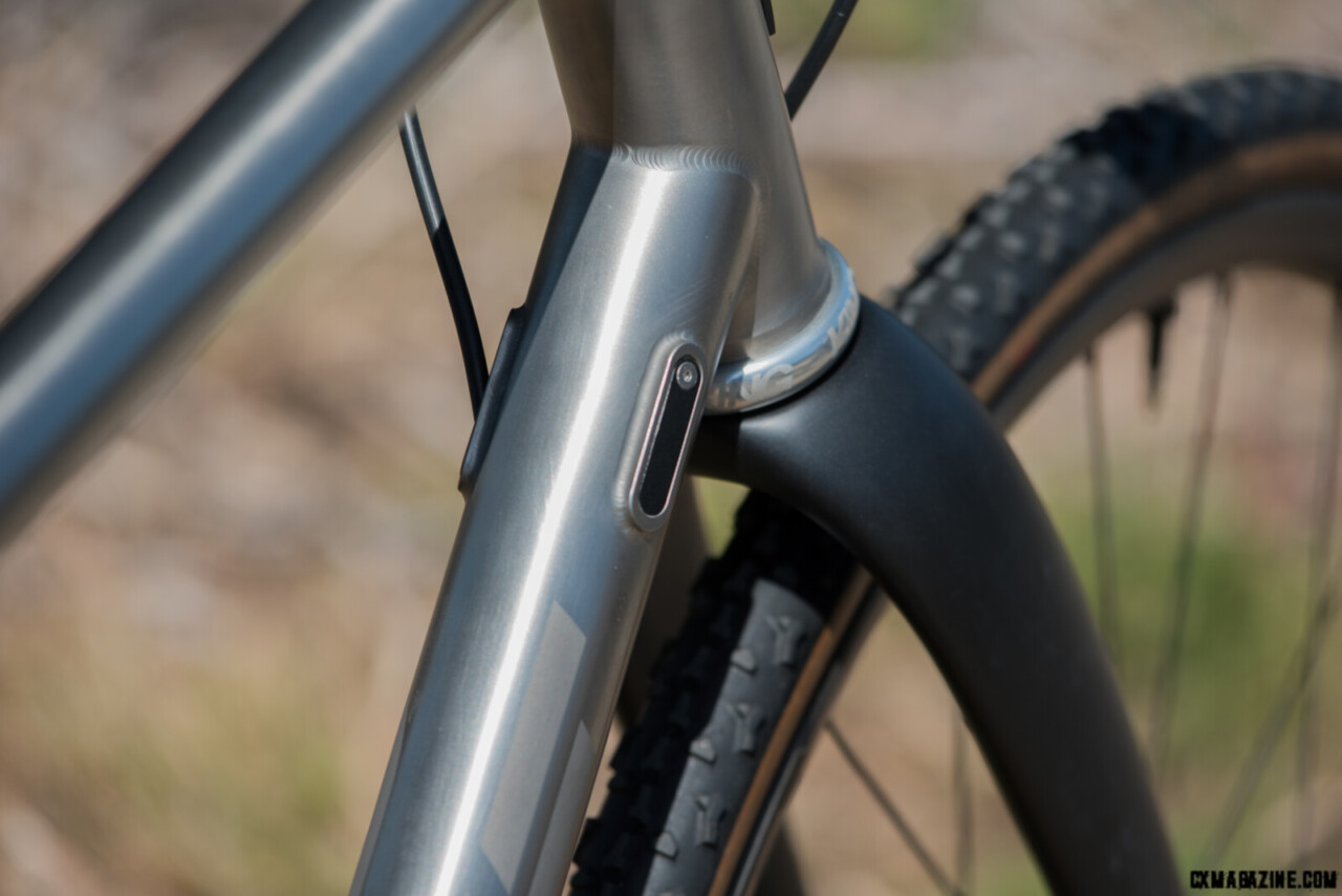 The Sage Titanium PDXCX has internal control lines. The weld quality is outstanding as showcased here. ©C. Lee/Cyclocross Magazine