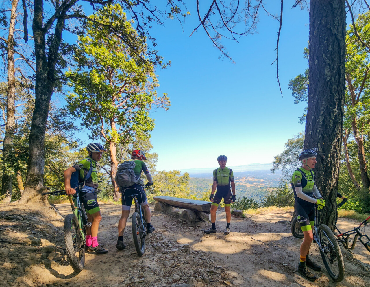 The 2025 Infestation Gravel by Team Roaring Mouse descends the fun and flowy John Nicholas Trail, with plenty of views to enjoy. © Cyclocross Magazine