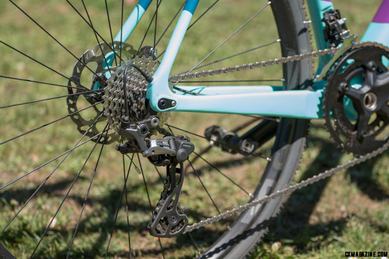 The rear cable/wire exit is high and behind the chainstay. 