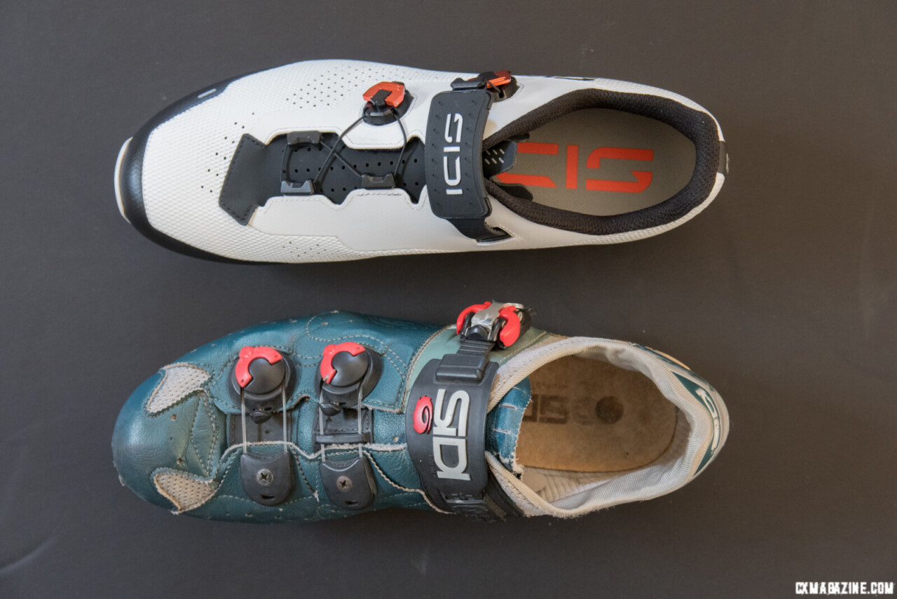 The new Sidi Dominator X next to a 20 year old Sidi shoe.